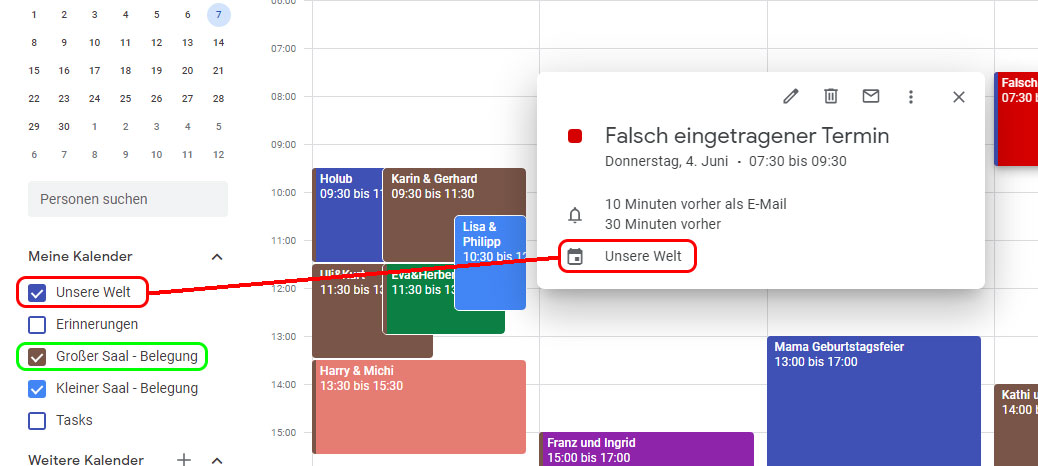 Google-Kalender: Falscher Kalender Erkennen