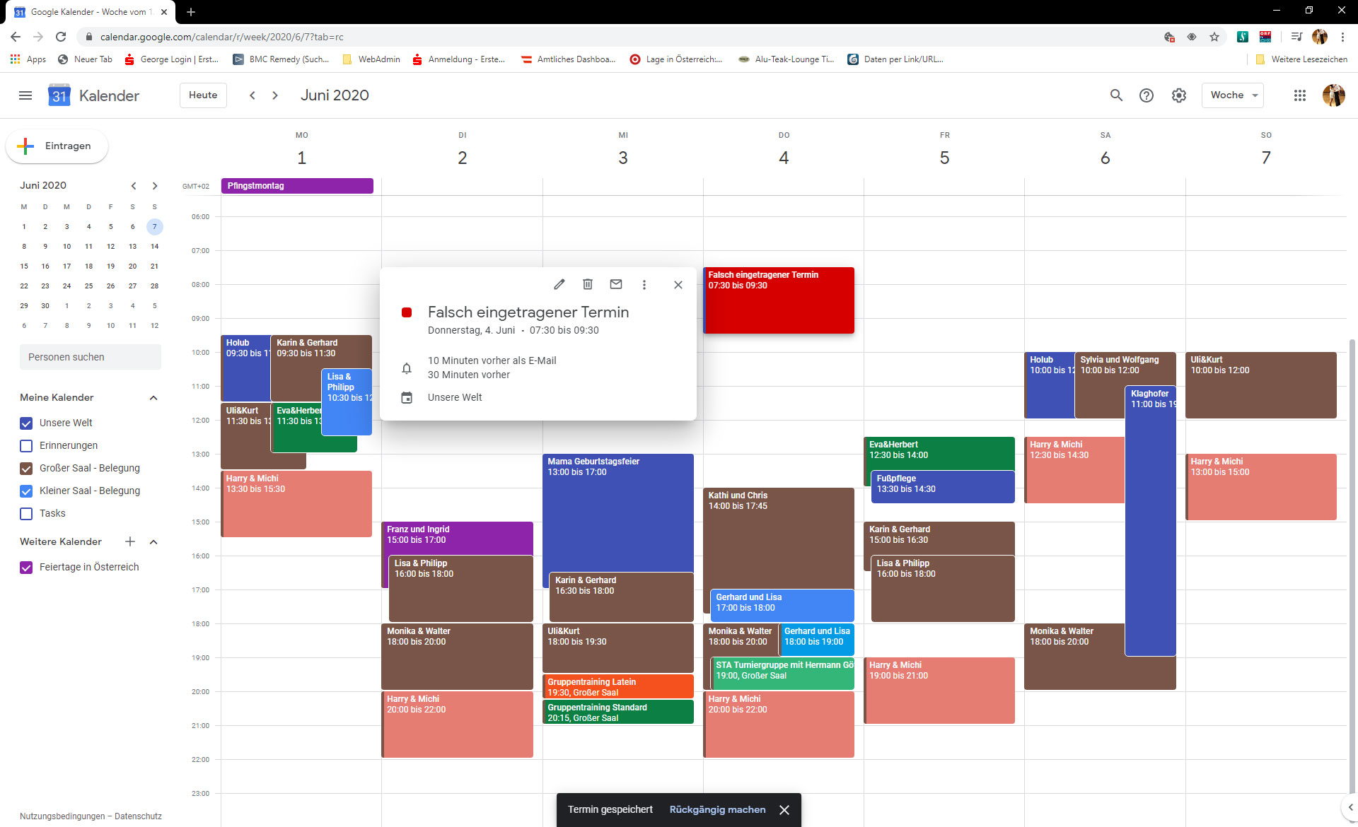 Google-Kalender: Falscher Kalender - Infofenster