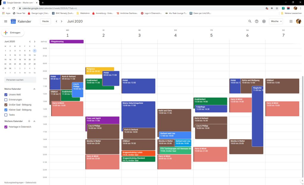 Google-Kalender: Startansicht