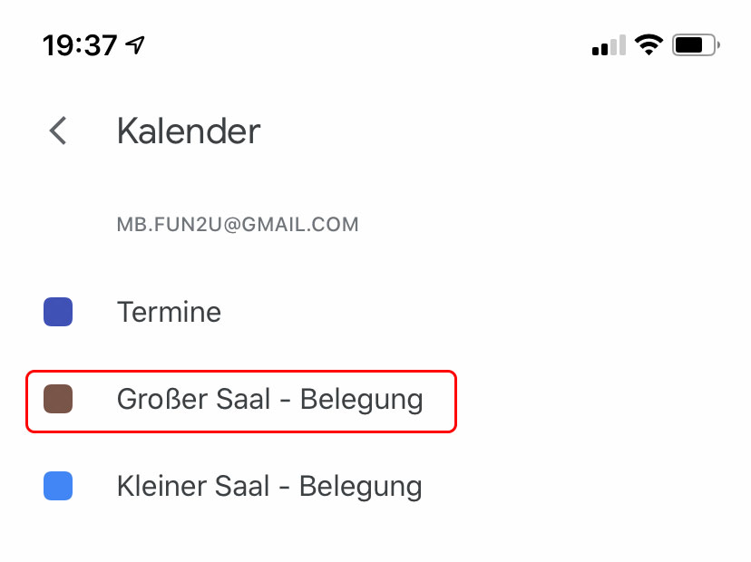 Google-Kalender: Falscher Kalender Auswahl