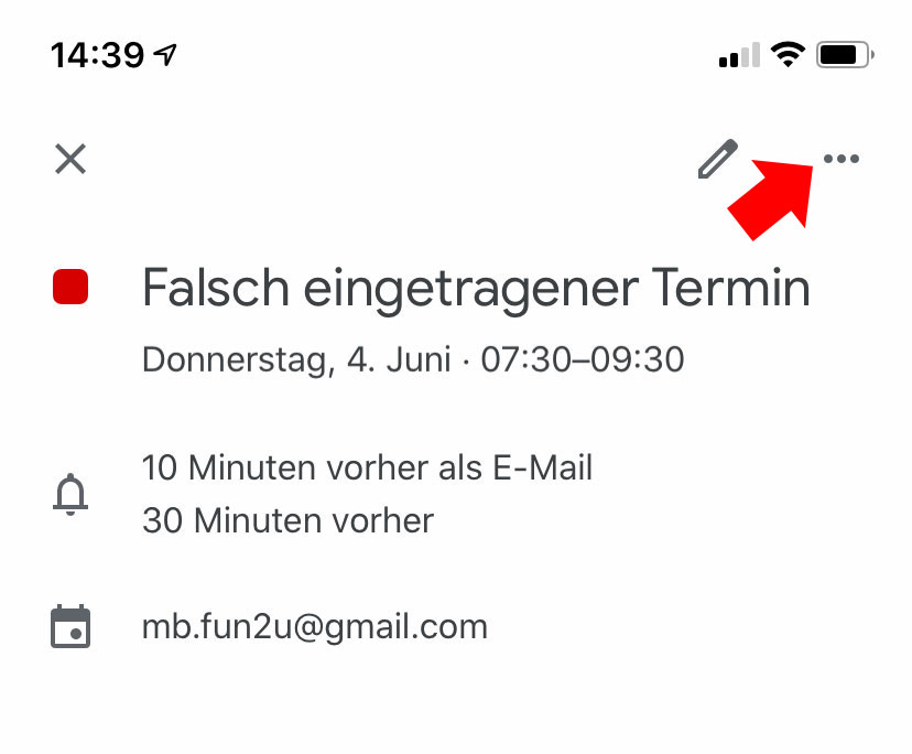 Google-Kalender: Falscher Kalender Bearbeiten Handy