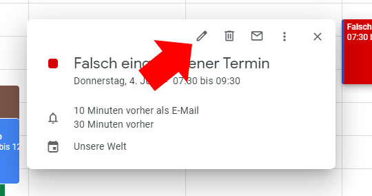 Google-Kalender: Falscher Kalender Bearbeiten