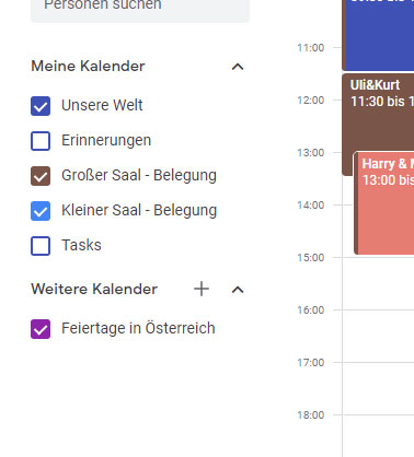 Google-Kalender: Meine Kalender